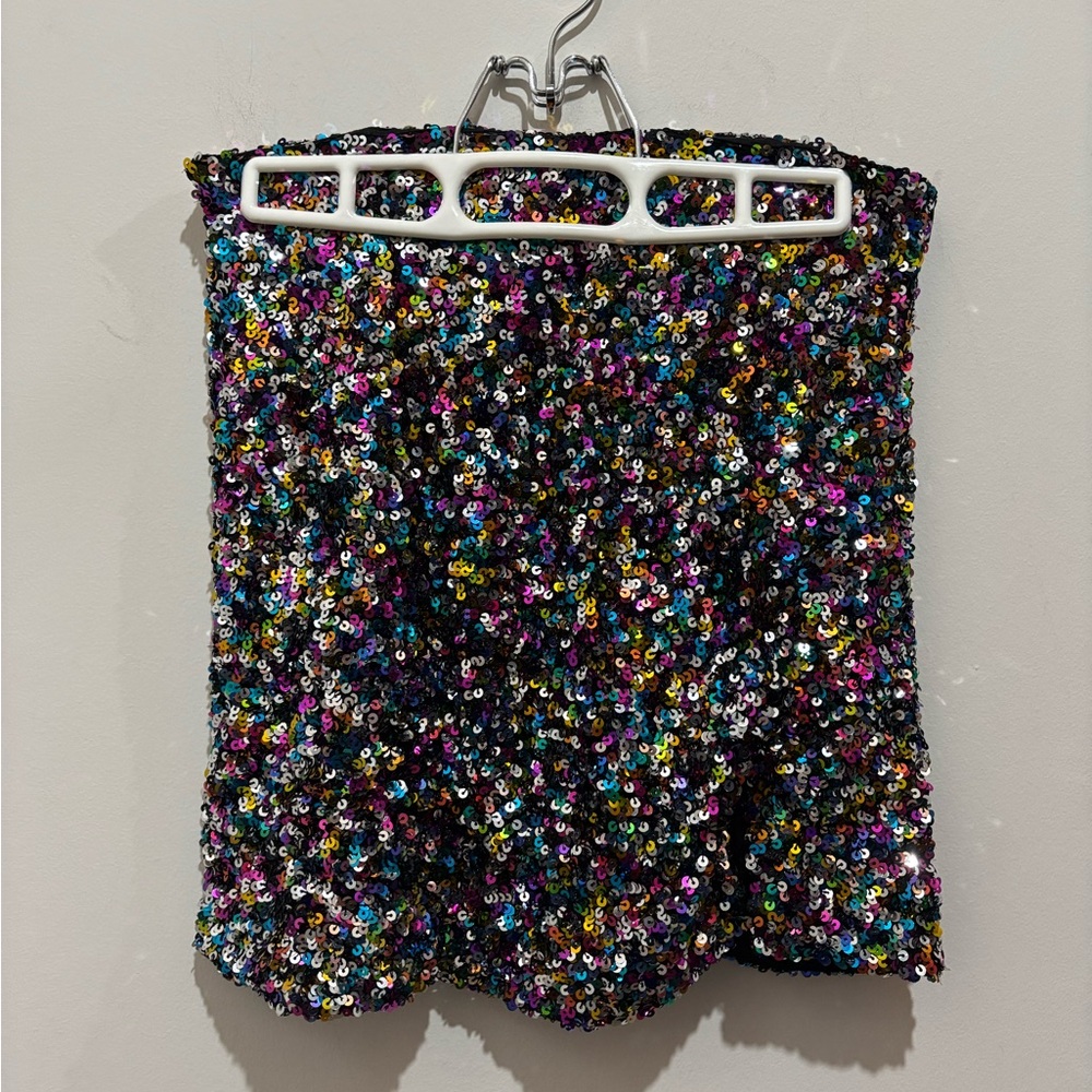🌈SO Clothing Multicolor Sequin Mini Skirt, Small